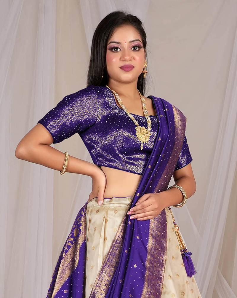 Banarasi Silk Zari Work Pattu Half Saree
