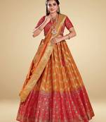 Banarasi Silk Lehenga In Red & Gold Colour