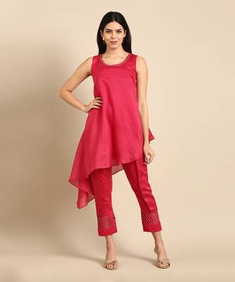 Pink chanderi kota top 1