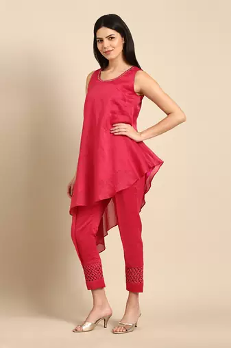 Pink chanderi kota top
