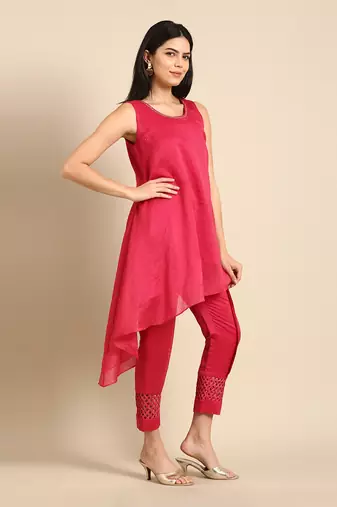 Pink chanderi kota top
