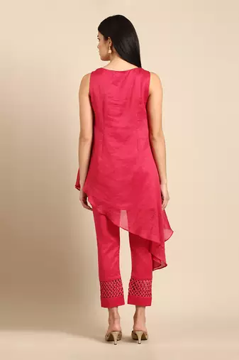 Pink chanderi kota top