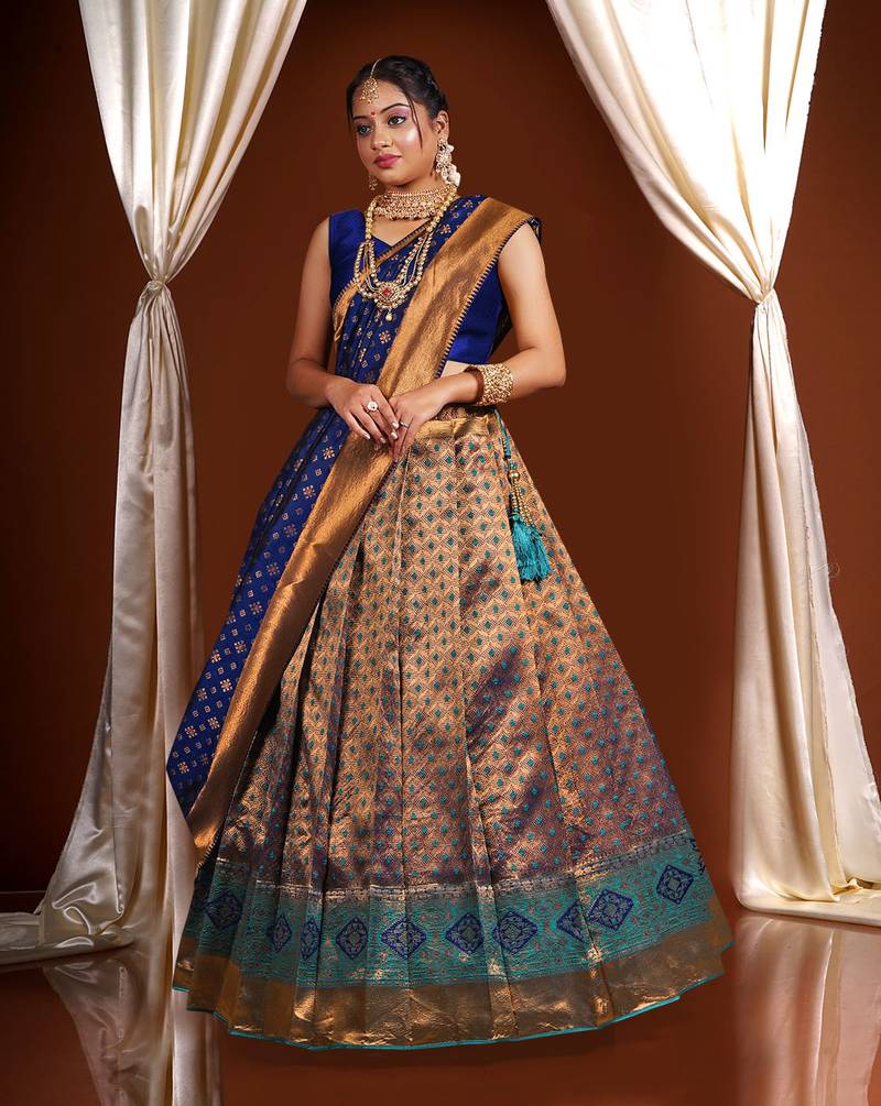 Pure Kanjivaram silk Zari work Half Saree