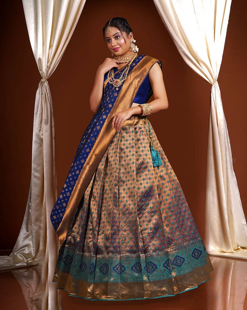 Pure Kanjivaram silk Zari work Half Saree