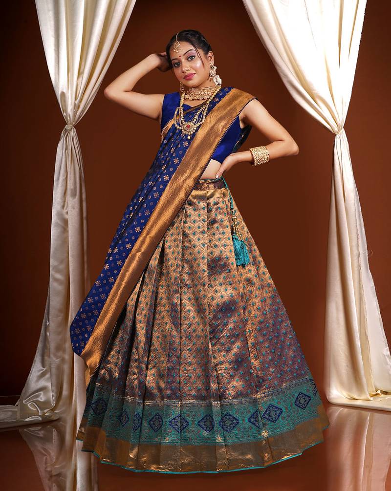 Pure Kanjivaram silk Zari work Half Saree