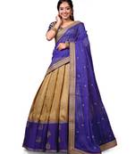 Celebrate Fashion with Chiku and Violet Banarasi Silk Pavadai Davani