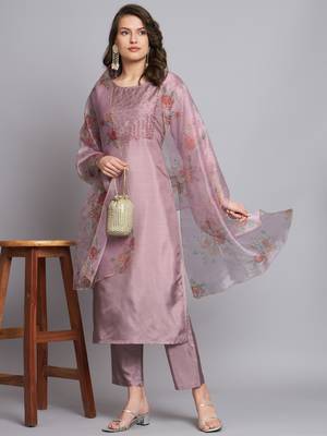  women kurta and trousers pant set silk blend 1
