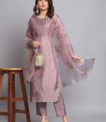  women kurta and trousers pant set silk blend