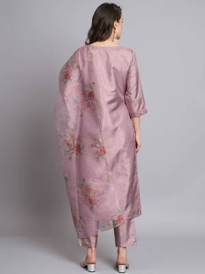  women kurta and trousers pant set silk blend 2