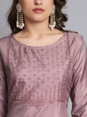  women kurta and trousers pant set silk blend 3