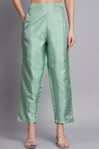  women kurta and trousers pant set silk blend