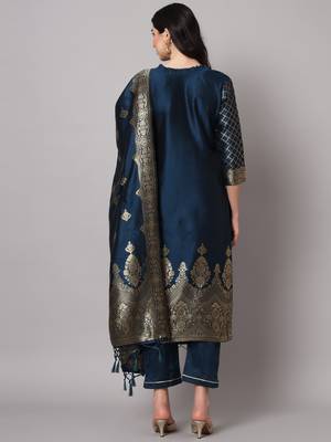  women silk blend kurta pant dupatta set 2