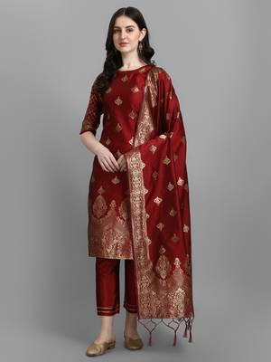  women silk blend kurta pant dupatta set 2