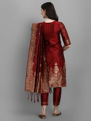  women silk blend kurta pant dupatta set 3