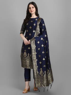 Vredevogel  women silk blend kurta pant dupatta set 1