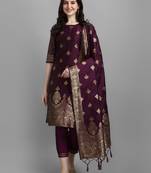 women silk blend kurta pant dupatta set