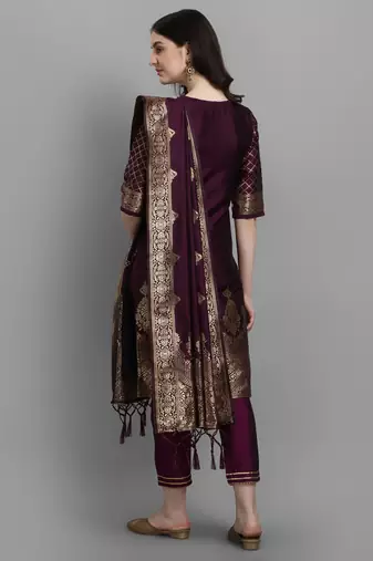  women silk blend kurta pant dupatta set