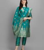  women silk blend kurta pant dupatta set