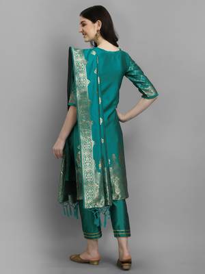  women silk blend kurta pant dupatta set 2
