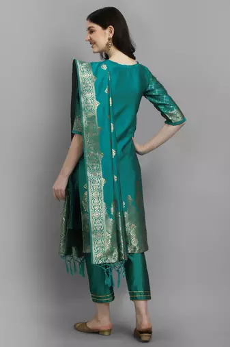  women silk blend kurta pant dupatta set