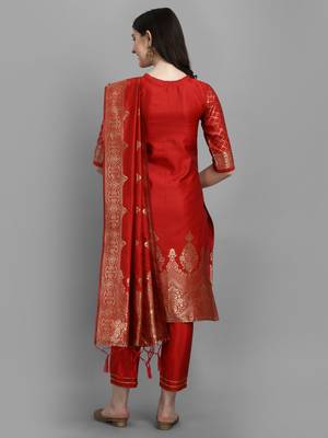  women silk blend kurta pant dupatta set 2