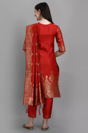  women silk blend kurta pant dupatta set