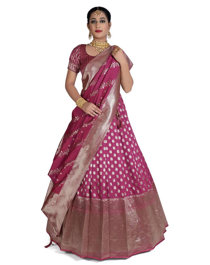 Ethnic Wear Half Saree with Blouse & Dupatta