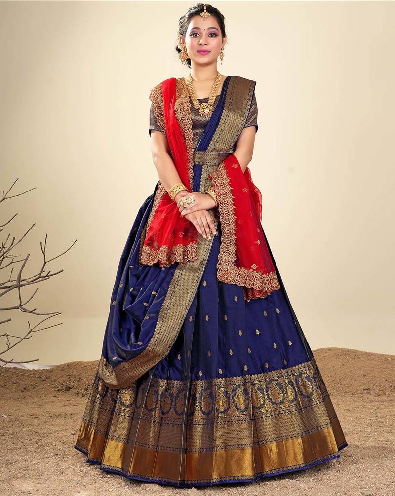 Double Dupatta Lehenga in Banarasi Silk