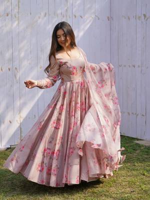Lightweight And Dusty Colour Outfit With Organza Fabric More Comfort And Stylish Gown 1