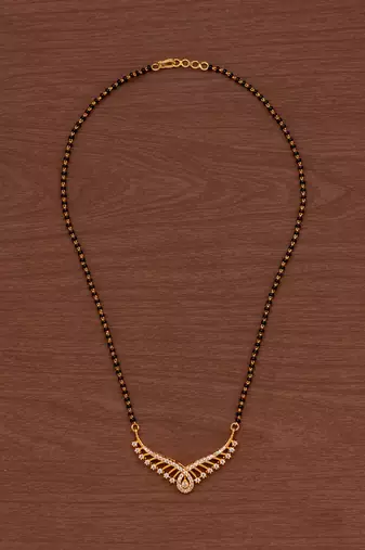  black beads single line mangalsutra 16" one gram gold