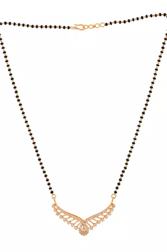  black beads single line mangalsutra 16" one gram gold
