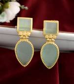 Green ethnic drop earrings