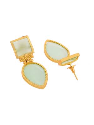 Green ethnic drop earrings 3