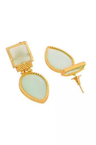 Green ethnic drop earrings