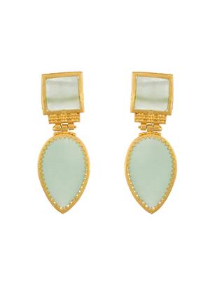 Green ethnic drop earrings 4