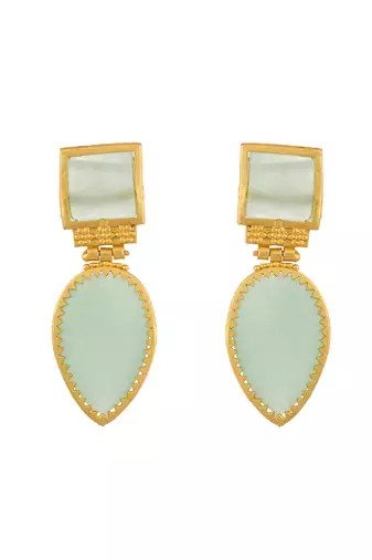 Green ethnic drop earrings