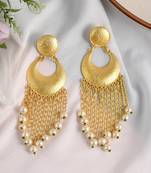 Gold filigree handcrafted long dangle earrings