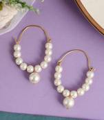 Gold plated pearl hoop earrings
