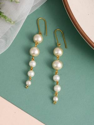 Gold plated pearl drop earrings 1