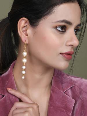 Gold plated pearl drop earrings 2