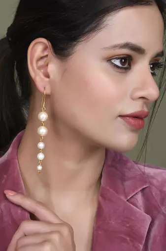Gold plated pearl drop earrings