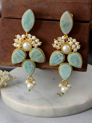 Gold plated handcrafted floral ethnic earrings 1