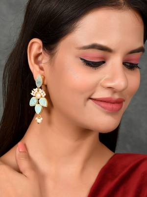 Gold plated handcrafted floral ethnic earrings 2