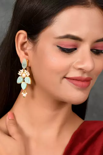 Gold plated handcrafted floral ethnic earrings