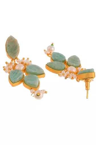 Gold plated handcrafted floral ethnic earrings