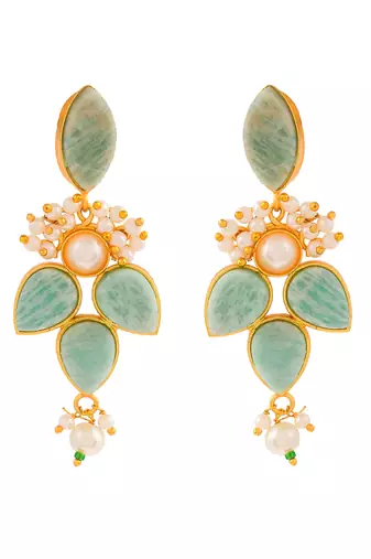 Gold plated handcrafted floral ethnic earrings