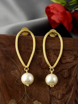 Gold plated geometric handcrafted drop earrings 1