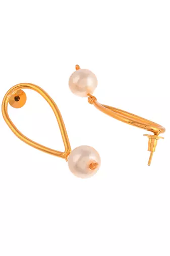 Gold plated geometric handcrafted drop earrings
