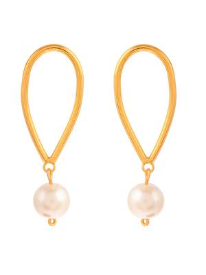 Gold plated geometric handcrafted drop earrings 4