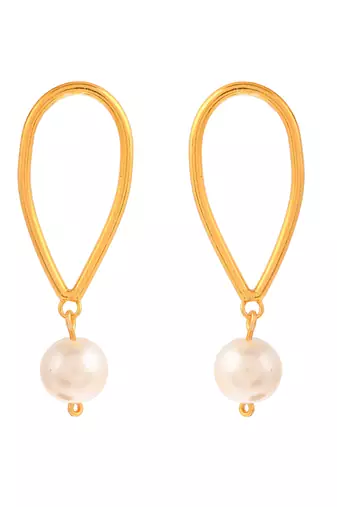 Gold plated geometric handcrafted drop earrings